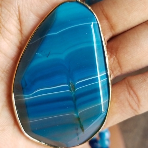 Bohemian  Natural Stone  Knotted statment Necklace - Picture 7 of 7